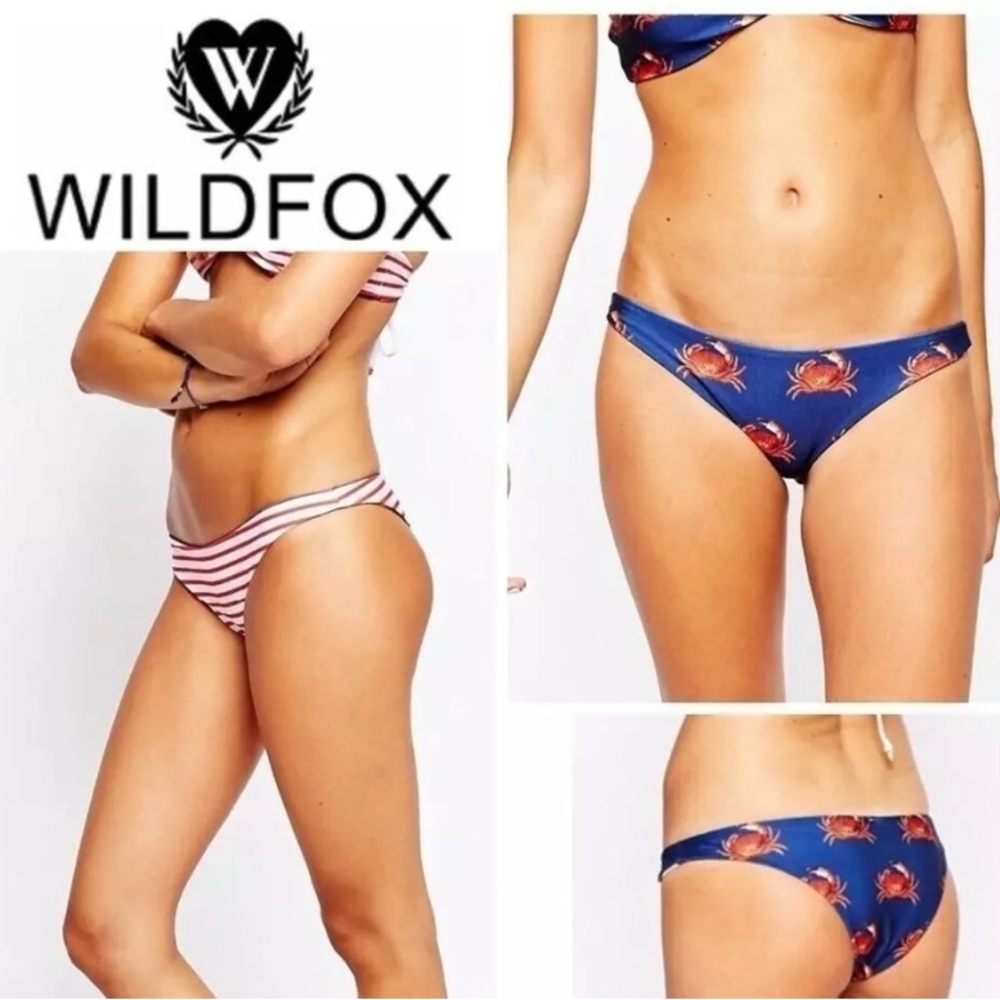 NWT Wildfox Crabby Stripe Reversible Bikini Bottom women size M